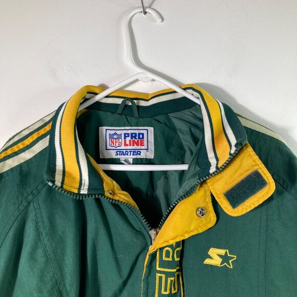 Vintage 90s NFL Pro Line Starter Jacket Green Bay‎ Packers L Insulated Zip - Picture 5 of 10